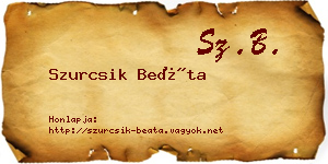 Szurcsik Beáta névjegykártya